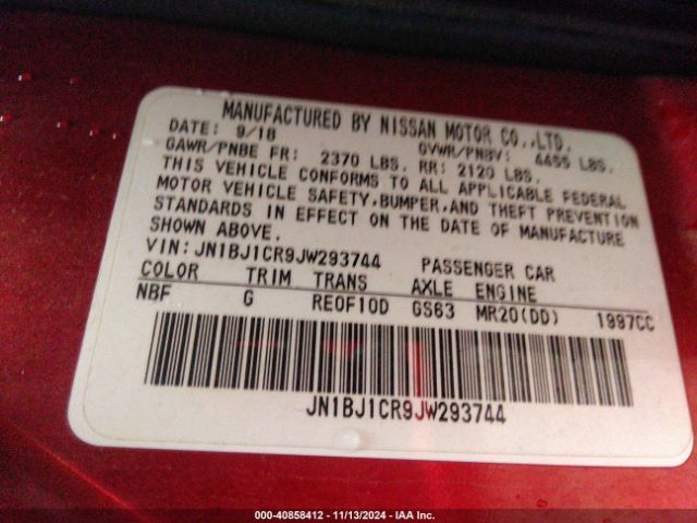 JN1BJ1CR9JW293744 Nissan Rogue Sport Sv