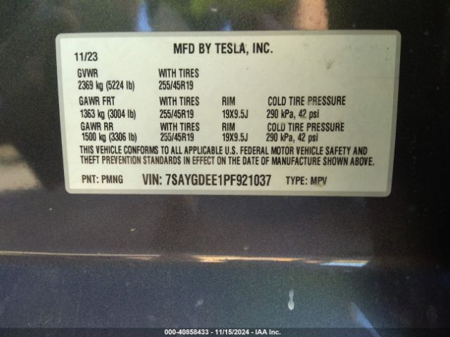 2023 TESLA MODEL Y 7SAYGDEE1PF921037 Photo 8