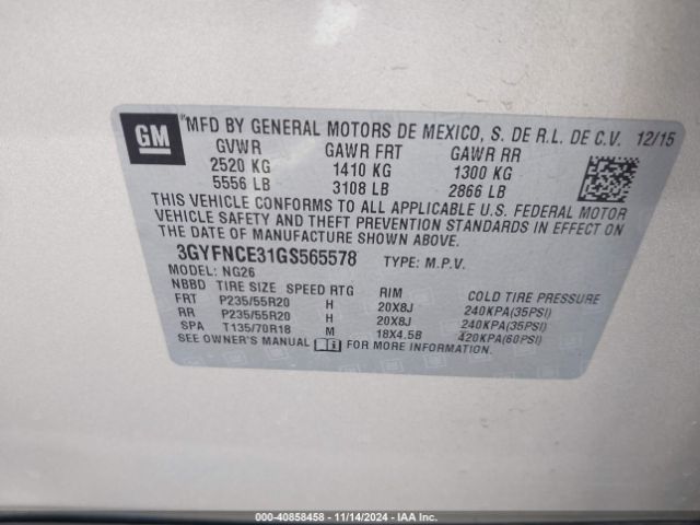 3GYFNCE31GS565578 Cadillac Srx Performance Collection