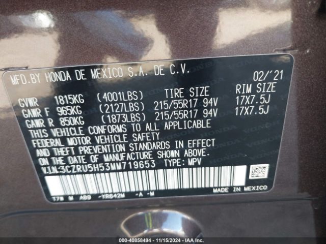 3CZRU5H53MM719653 Honda Hr-v 2wd Ex