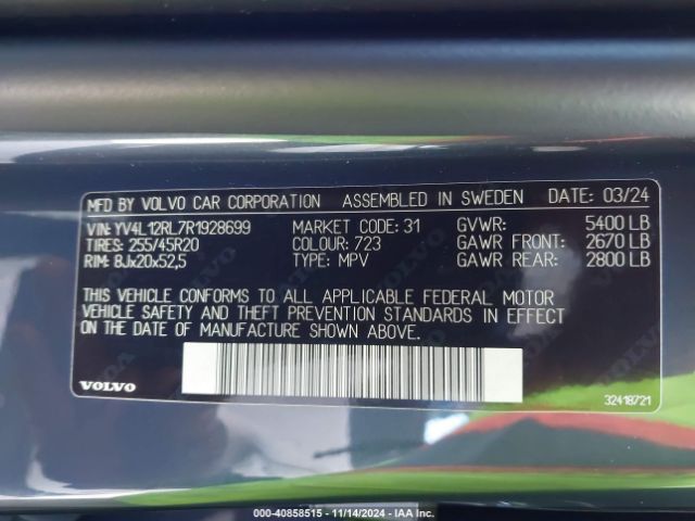 YV4L12RL7R1928699 Volvo Xc60 B5 Plus Dark Theme
