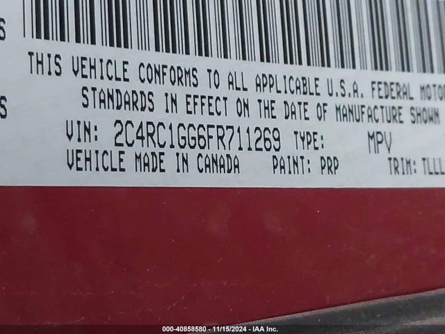2C4RC1GG6FR711269 Chrysler Town & Country Limited Platinum