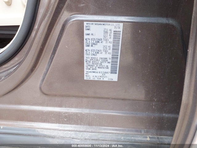 Nissan Pathfinder Platinum 2016 5N1AR2MM1GC655887 Image 9