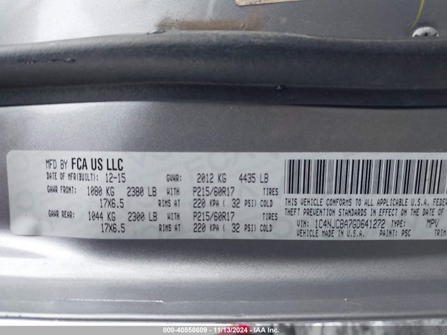 1C4NJCBA7GD641272 Jeep Compass Sport