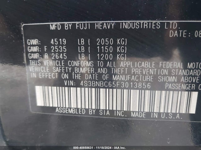 4S3BNBC65F3013856 Subaru Legacy 2.5i Premium