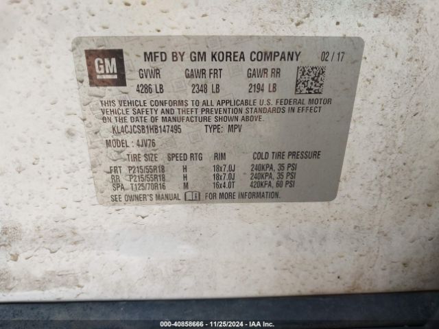KL4CJCSB1HB147495 Buick Encore Essence