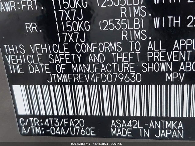 Toyota Rav4 Xle 2015 JTMWFREV4FD079630 Image 9