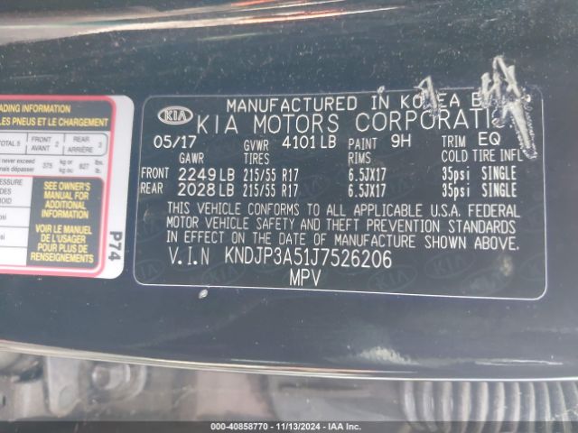 KNDJP3A51J7526206 KIA SOUL +