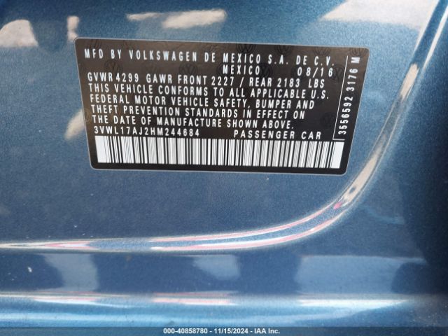 3VWL17AJ2HM244684 Volkswagen Jetta 1.8t Sel