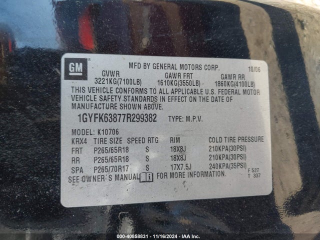 2007 CADILLAC ESCALADE 1GYFK63877R299382 Photo 8