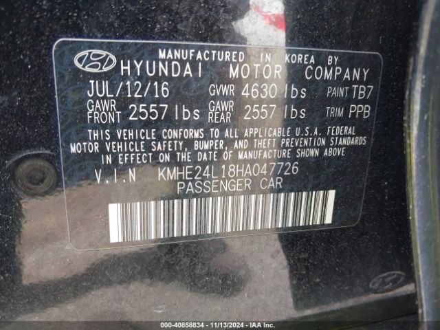 KMHE24L18HA047726 Hyundai Sonata Hybrid Se