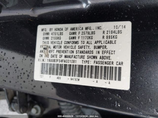 19UUB3F54FA001091 Acura Tlx V6 Tech