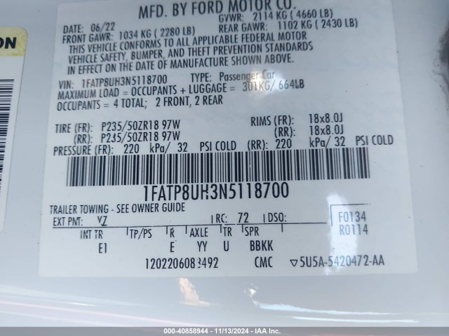 Ford Mustang Ecoboost Premium 2022 1FATP8UH3N5118700 Image 9