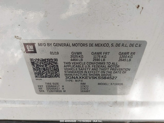 3GNAXKEV5KS584527 Chevrolet EQUINOX LT