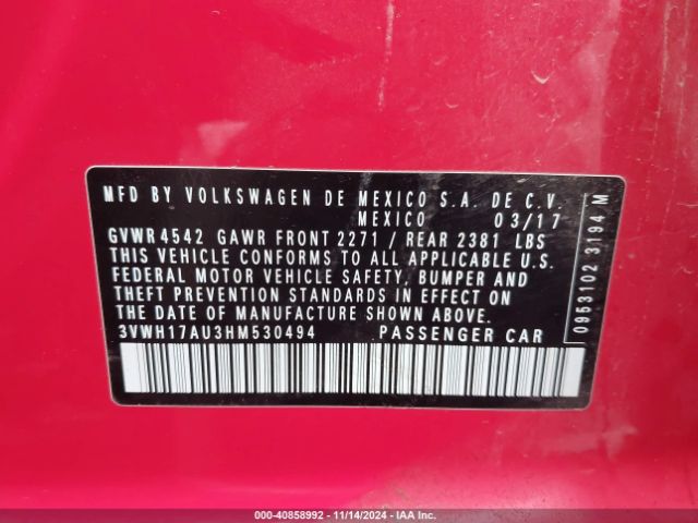 3VWH17AU3HM530494 Volkswagen Golf Alltrack Tsi S/tsi Se/tsi Sel