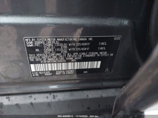 2T3P1RFV3NC268046 Toyota Rav4 Xle
