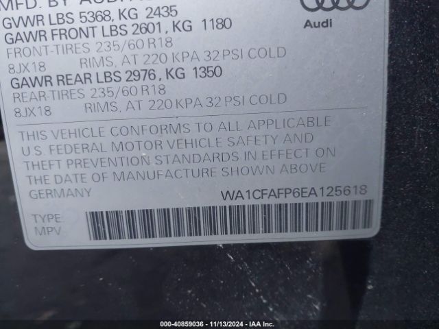 WA1CFAFP6EA125618 Audi Q5 2.0t Premium