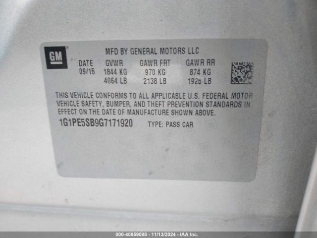 1G1PE5SB9G7171920 Chevrolet Cruze Limited 1lt Auto