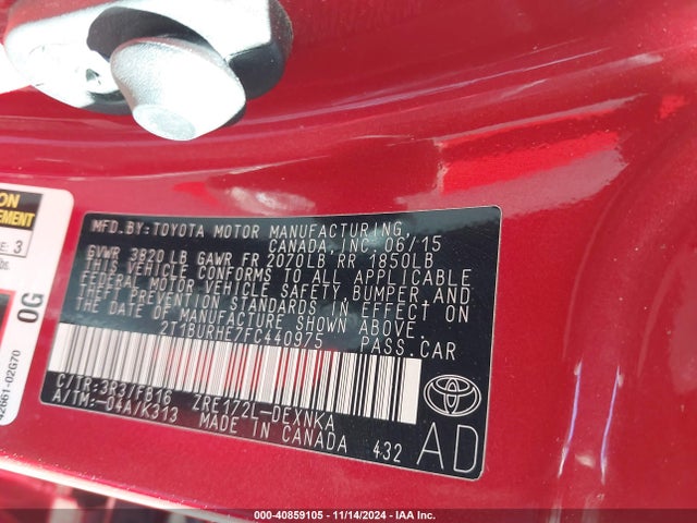 Toyota COROLLA LE 2015 2T1BURHE7FC440975 Image 9