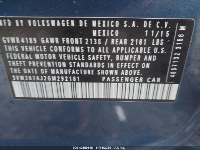 3VW267AJ2GM292181 Volkswagen Jetta 1.4t S