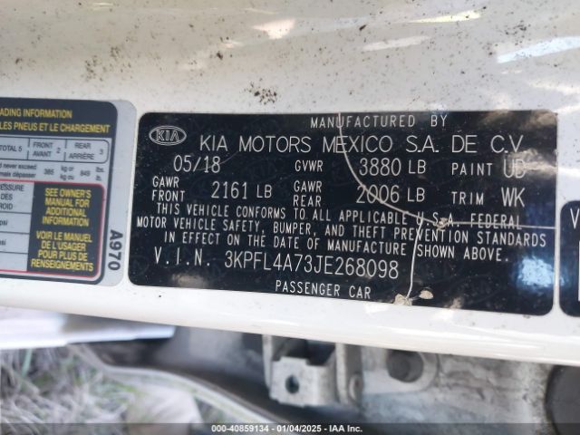 3KPFL4A73JE268098 KIA FORTE S