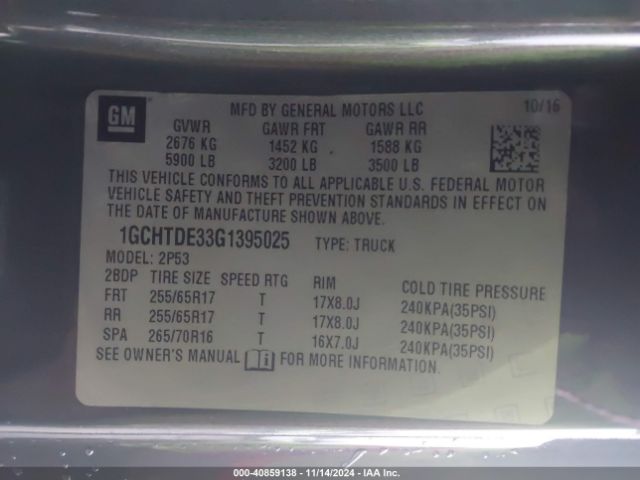 1GCHTDE33G1395025 Chevrolet Colorado Z71