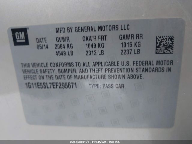 1G11E5SL7EF295671 Chevrolet MALIBU 2LT