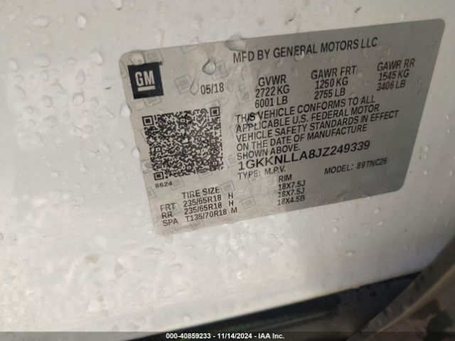 1GKKNLLA8JZ249339 GMC Acadia Sle-2