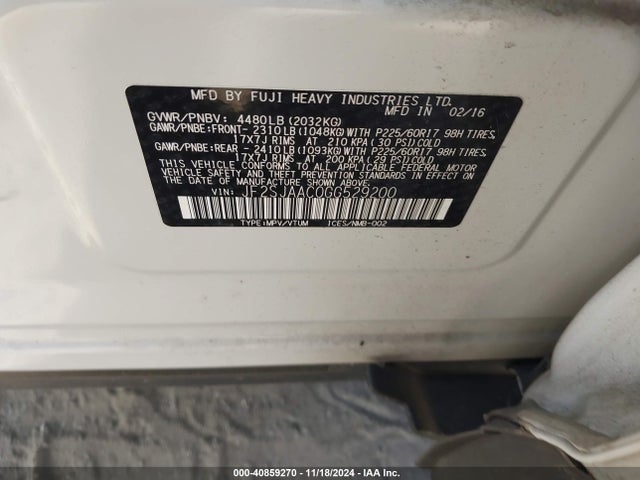JF2SJAAC0GG529200 Subaru Forester 2.5i