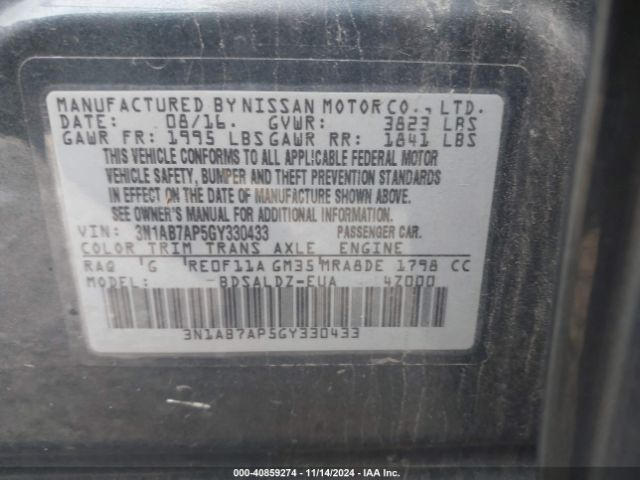 3N1AB7AP5GY330433 Nissan SENTRA SV