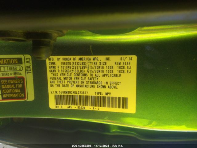 5J6RM3H3XEL023877 Honda CR-V LX