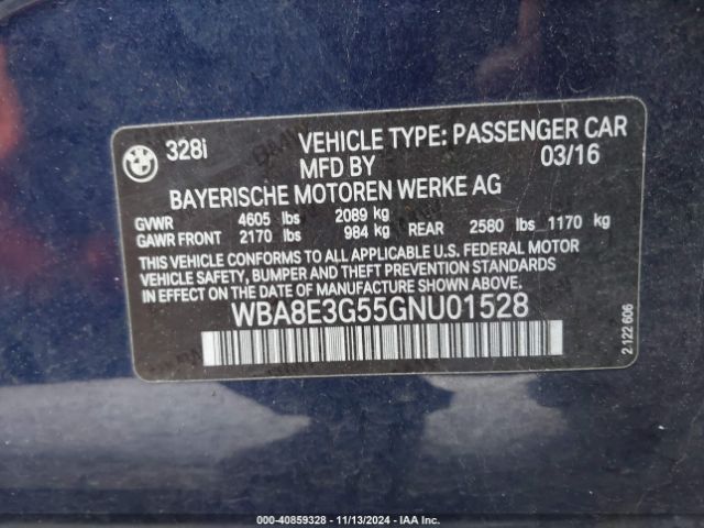 WBA8E3G55GNU01528 BMW 328i Xdrive