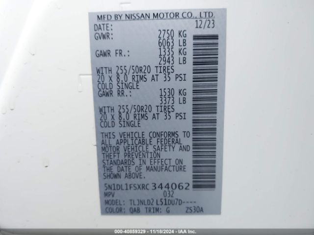 5N1DL1FSXRC344062 Infiniti Qx60 Luxe Awd