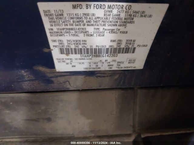 1FAHP2H88EG142203 Ford TAURUS SEL
