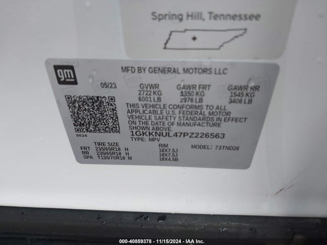 1GKKNUL47PZ226563 GMC Acadia Awd Slt