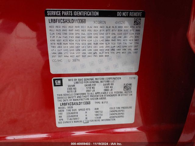 LRBFXCSA5LD113368 Buick Envision Fwd Essence