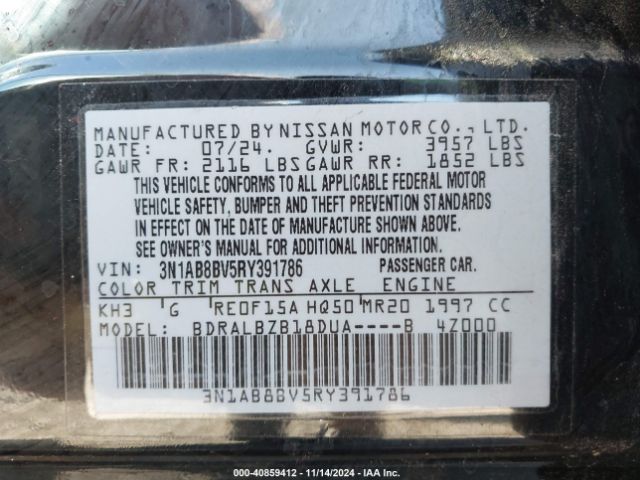 3N1AB8BV5RY391786 Nissan Sentra S Xtronic Cvt