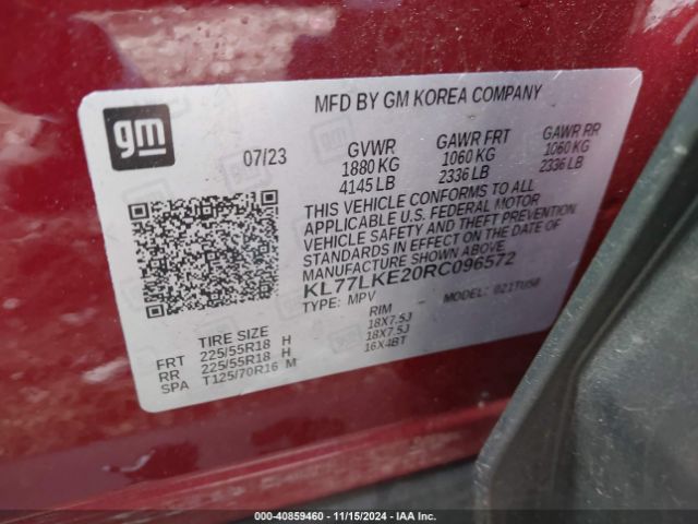 KL77LKE20RC096572 Chevrolet Trax Fwd Activ