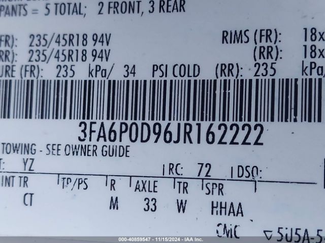 2018 FORD FUSION 3FA6P0D96JR162222 Photo 8