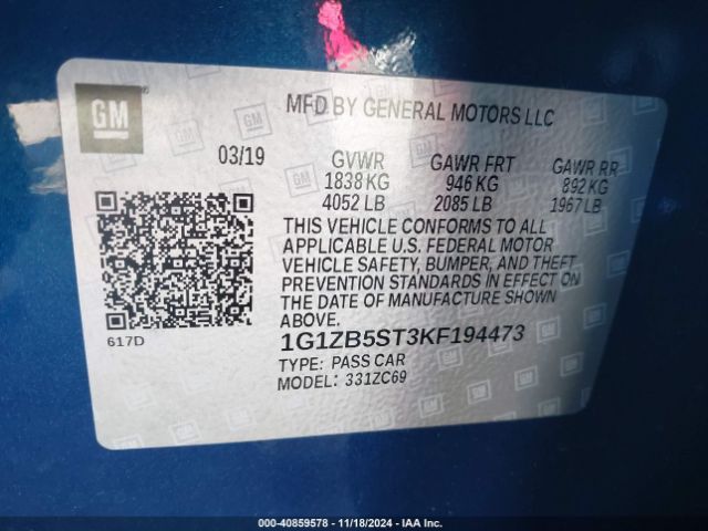 1G1ZB5ST3KF194473 Chevrolet MALIBU LS