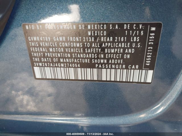 3VW267AJ4GM274054 Volkswagen Jetta 1.4t S