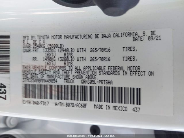 3TMCZ5AN0MM449854 Toyota Tacoma Trd Off-road
