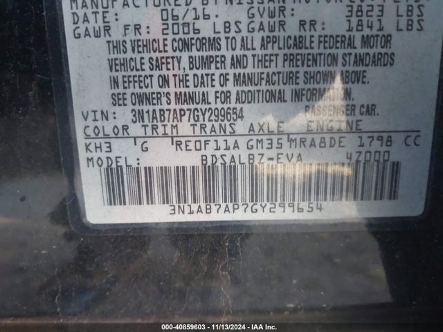 Nissan SENTRA S 2016 3N1AB7AP7GY299654 Image 9