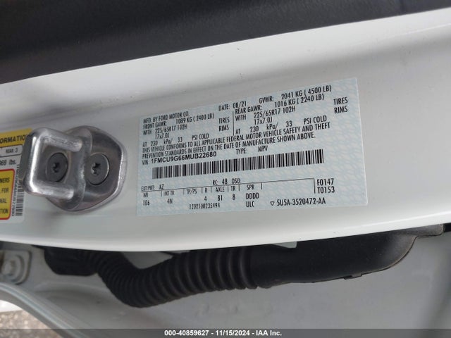 Ford ESCAPE SE 2021 1FMCU9G66MUB22680 Image 9