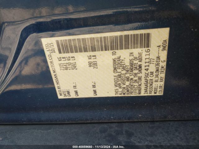 1N4AA6AP3GC411116 Nissan Maxima 3.5 S