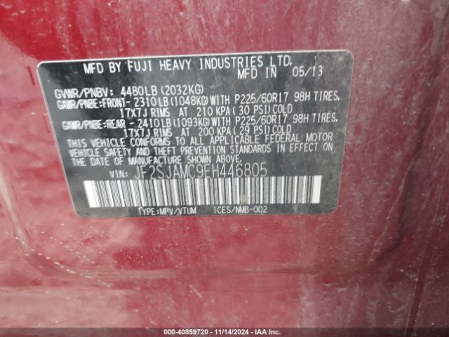 JF2SJAMC9EH446805 Subaru Forester 2.5i Touring