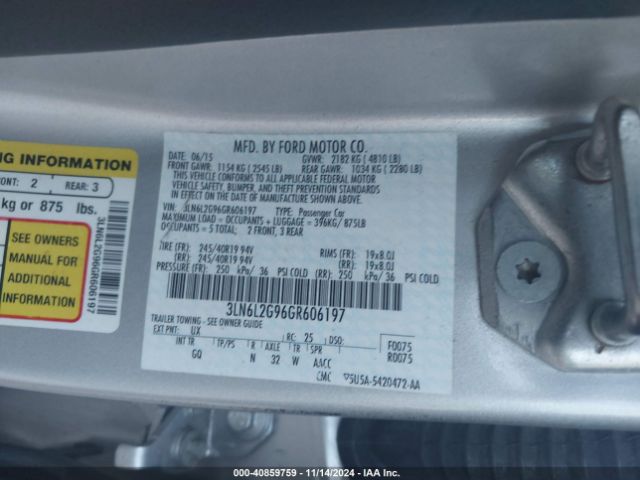 3LN6L2G96GR606197 Lincoln MKZ
