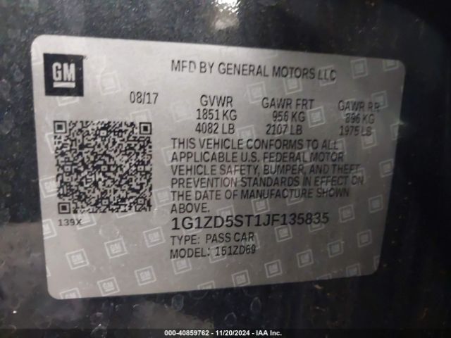1G1ZD5ST1JF135835 Chevrolet MALIBU LT