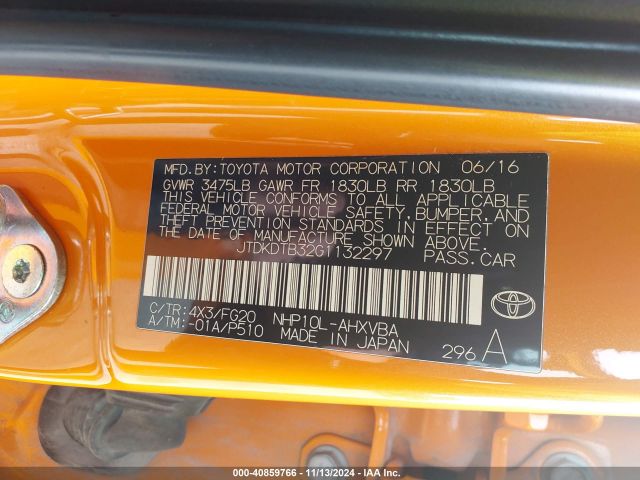 JTDKDTB32G1132297 Toyota Prius C Two