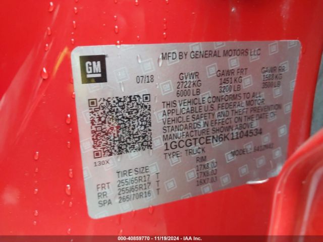 1GCGTCEN6K1104534 Chevrolet Colorado Lt